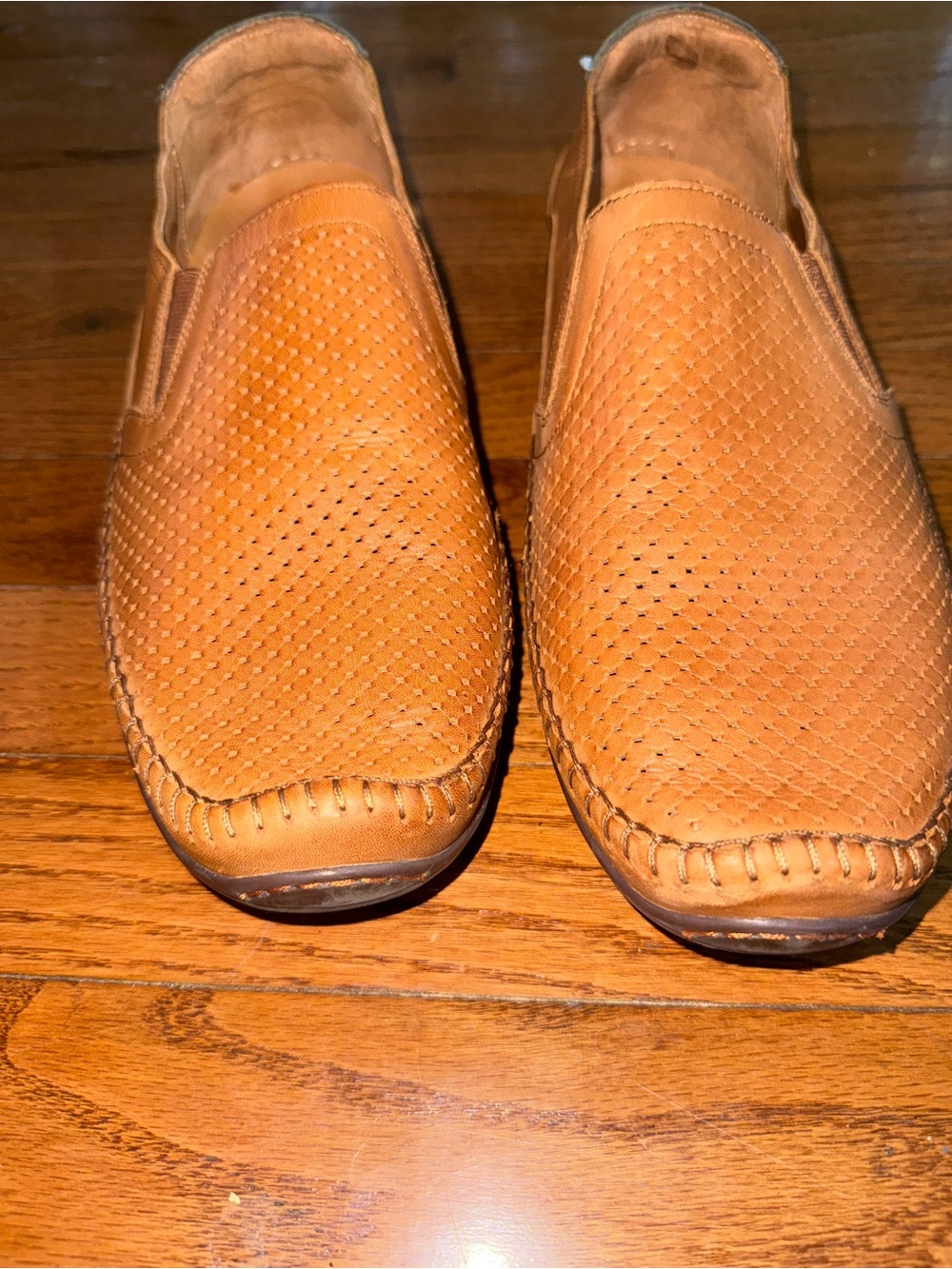 PIKOLINOS Tan Perforated Leather Slip-On Loafers